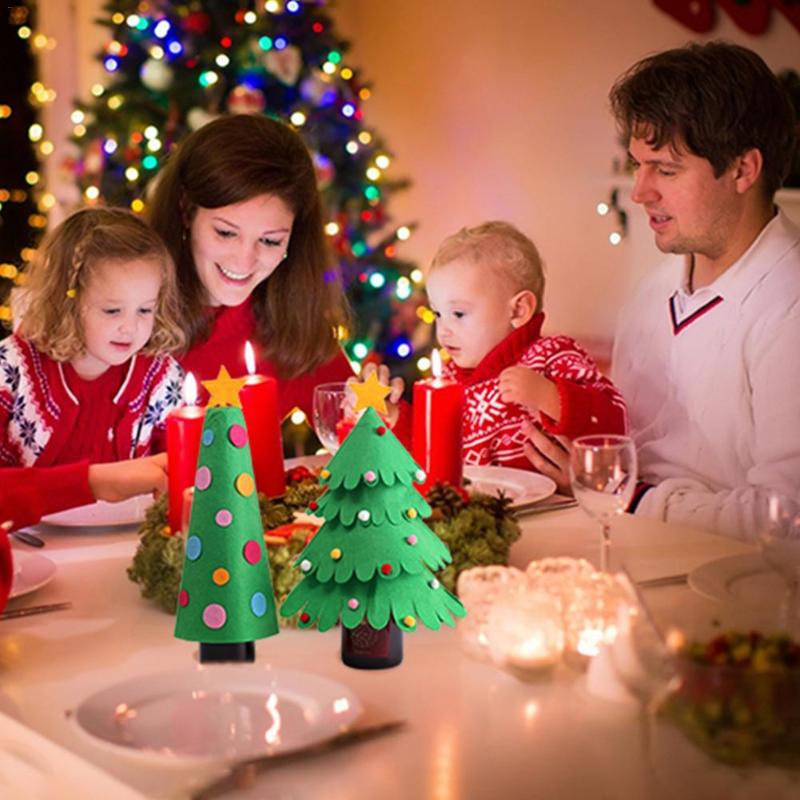 

Christmas Wine Bottle Cover Christmas Trees Shape Ornaments For Table Decoration