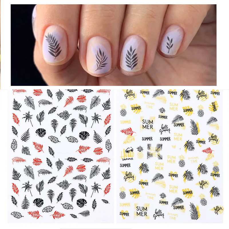 

New arrived Fashion Water Decals Nail Art Stickers colorful leaf flower Nails Sticker Decorations Manicure Z0219
