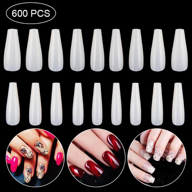 

600pcs False Nails Full Cover Plastic Fake Nail DIY Nail Art, Red;gold