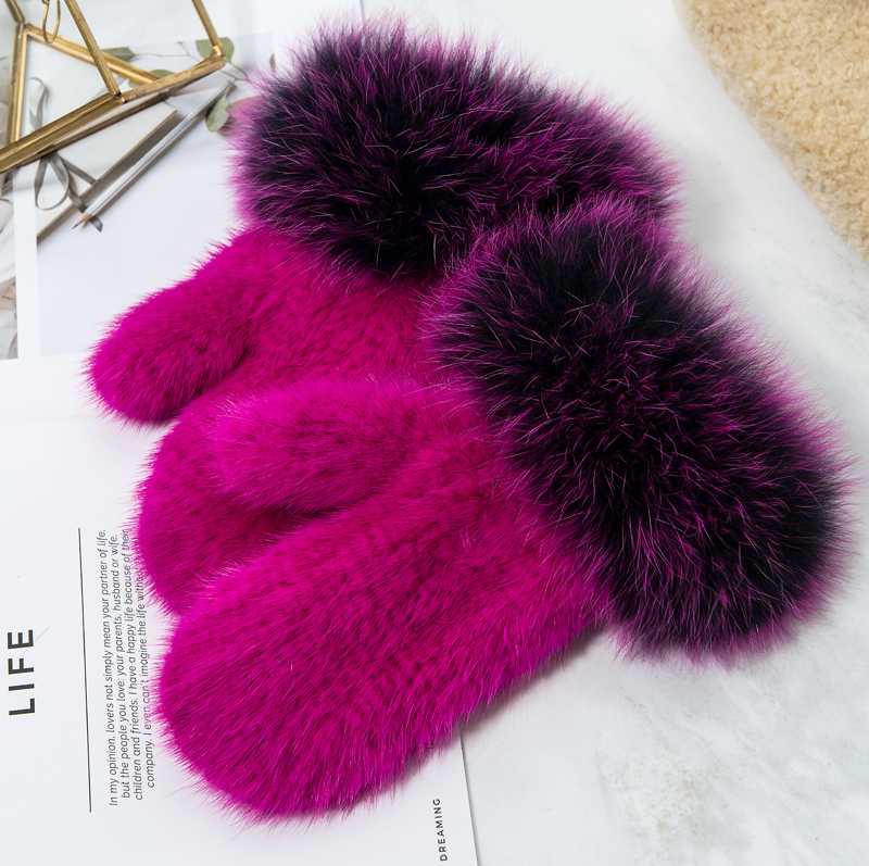 

ZDFURS * Brand fashion Winter women gloves genuine 100% real glove knitted mittens thick warm fur Gloves & Mittens