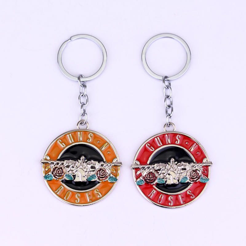 

Rock Music The Guns N Roses Band Logo Metal keychain Guns N' Roses Music Band Keychain for Men Boys Fans Dropshipping