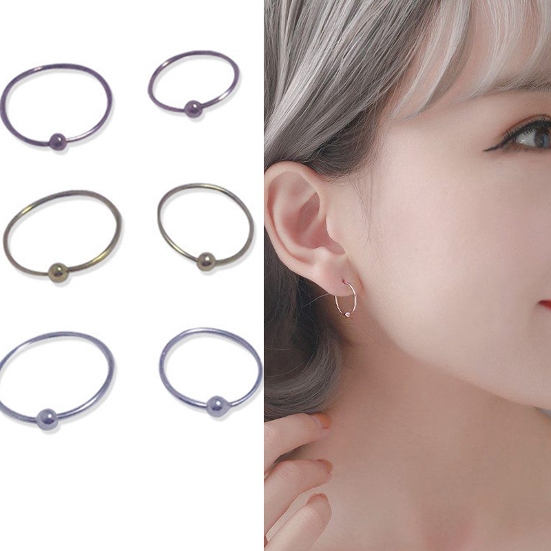 

New Fashion Hoop Clip Nose Ball With Earrings Small Beads Ring Silver Plated