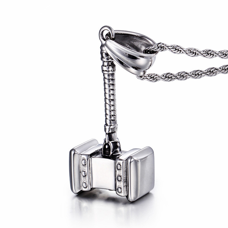 

Stainless Steel Color Hammer Necklace Classic Punk Men Jewelry Charm Pendant & Twisted Singapore Chain Accessories