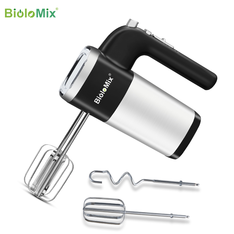 

BioloMix 5-Speed 500W Electric Hand Mixer Handheld Kitchen Dough Blender With 2 Egg Beaters and Dough Hooks