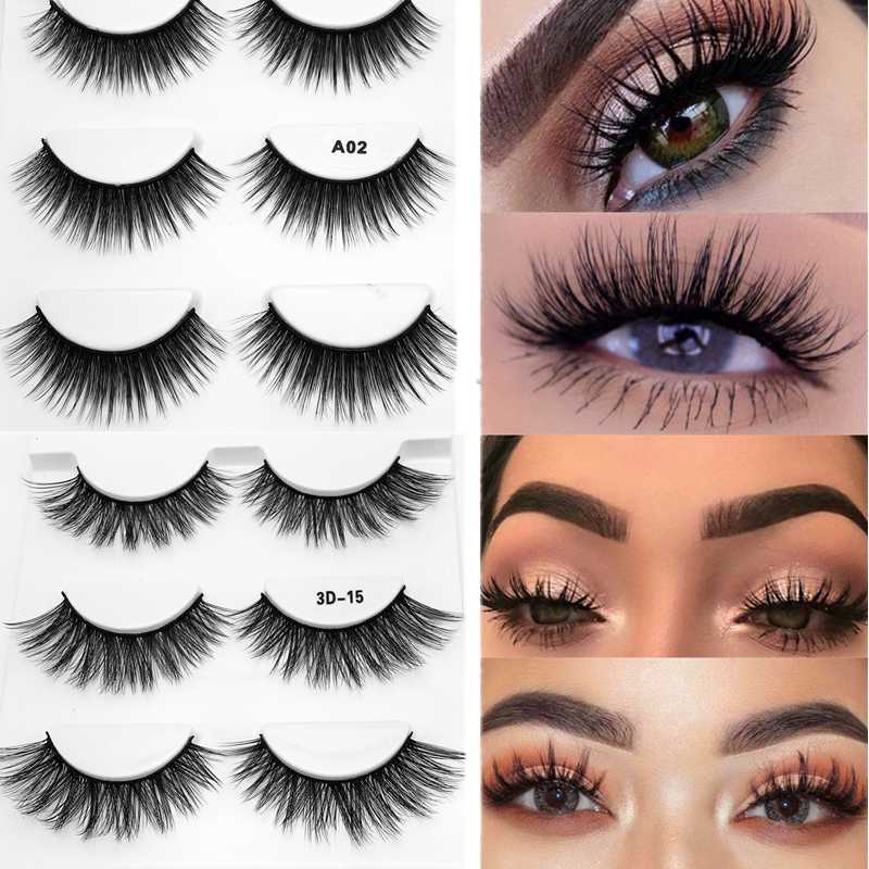 

3 Pairs 9 Styles 3D Faux Mink Hair Soft False Eyelashes Fluffy Wispy Thick Lashes Handmade Soft Eye Makeup Extension Tools
