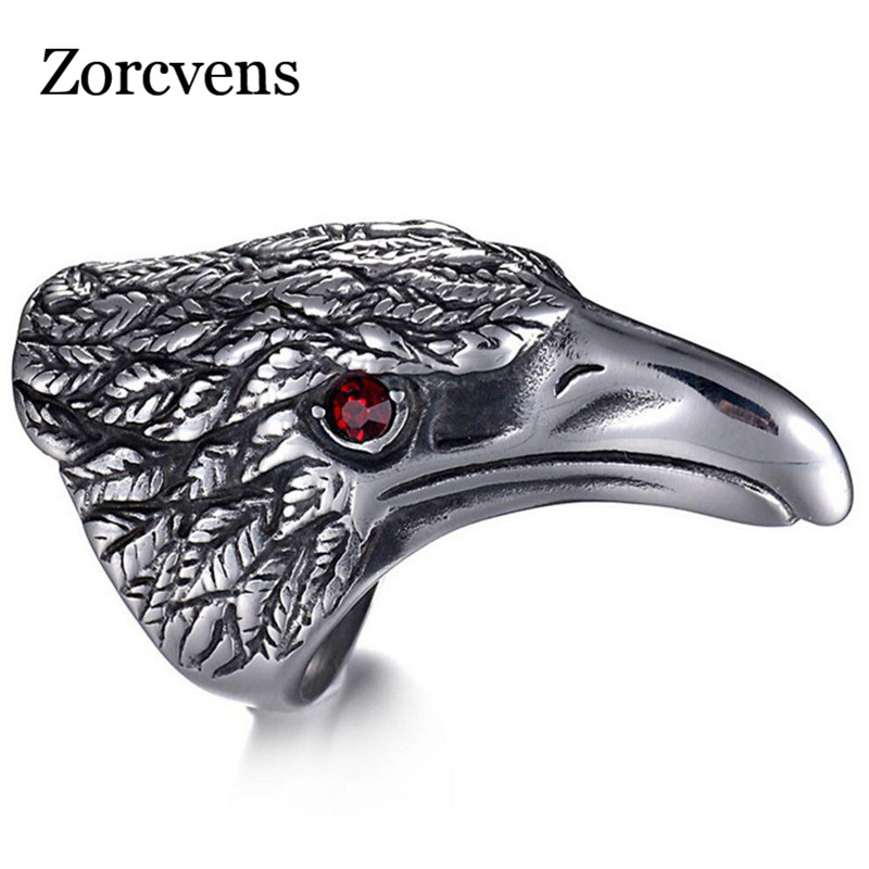 

ZORCVENS New Arrival 316L Stainless Steel Ring Punk Animal Ring Eagle Biker Vintage Hip Hop Men Jewelry