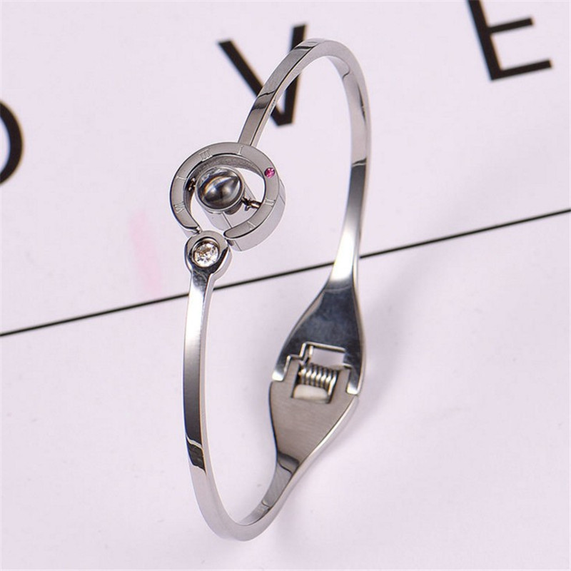 

Hot 100 Languages I Love You Memory Bracelet Steel Rose Gold Roman Numerals Crystal Charm Bracelets & Bangles Gifts Trendy Women