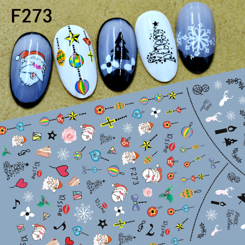

2020 3D Nail Sticker Set Xmas Christmas Winter Glitter Snowflower Slider Decals Decorations Adhesive Transfer Tips