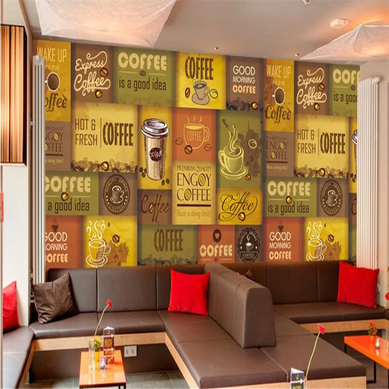 

Custom Personality Nostalgic Cafe Coffee Shop Mural Wallpaper 3D Retro Coffee Industrial Decor Background Wall Paper 3D, Canvas