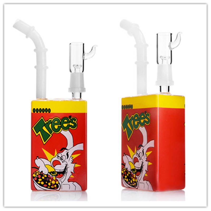 

Red Juice Box Bong Water Pipe Cute Glass Bongs with Juice Bottle Mini Bongs Recycler Dab Rig Free Shipping