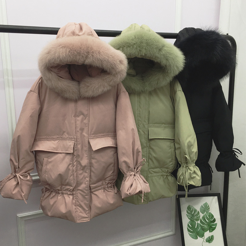 

Down Winter Jacket Duck Woman Hooded Fur Collar Warm Coat Korean Womens Jackets Plus Size Invierno Mujer 2020 KJ2665, Black