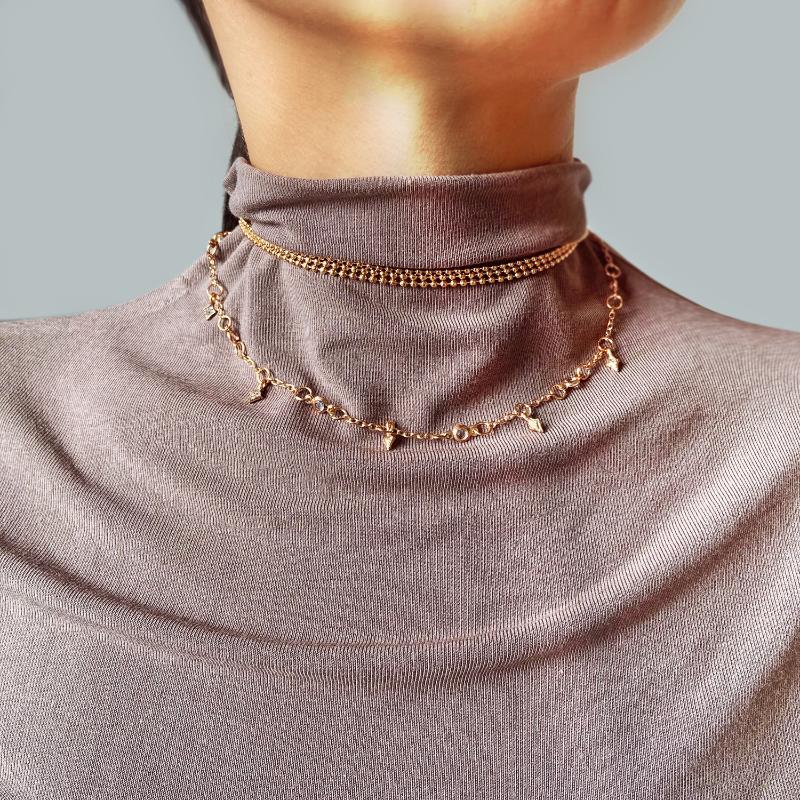 

layered necklace boho jewelry gold chain women fashion crystal chocker Temperament clavicle chain bridesmaid gift wholesale