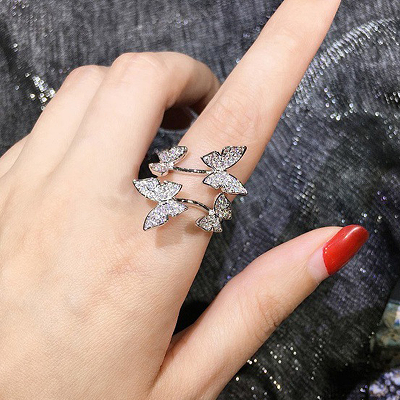 

Fashion Rings Jewelry Adjustable Handmade Shine CZ Butterfly Ring For Women Elegant Wedding Anniversary Bijoux O5P155