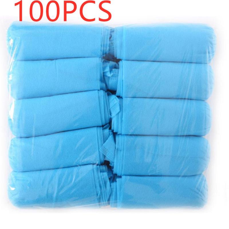 

100 PCS Plastic Disposable Shoe Covers Cleaning Overshoes Protective Outdoor Rainy Day Non-woven Reusable Shoe Covers