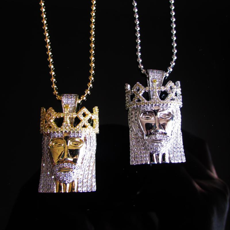

Mens Golden Iced Out Jesus Piece necklaces Charm Golden Chain bling pendants Jewelry Rappers Collier Big Jesus Necklace pave cz