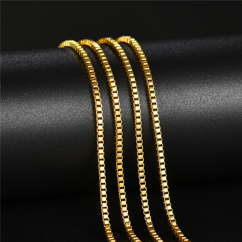 

50cm 60cm 70cm Stainless Steel Chain Necklace for Men Gold Colors Titanium Steel Link Chain Necklace Unisex Box Brincos