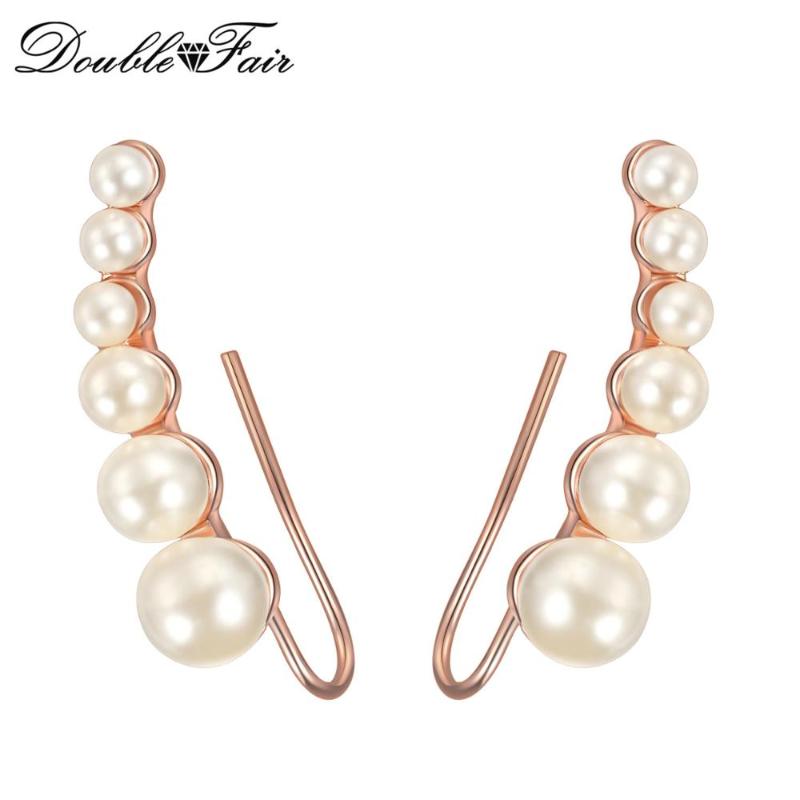 

Fashion Style Simulated Pearl Beads Vintage Stud Earrings white/Rose Gold Color HotSale Jewelry For Lady Women DFE499M
