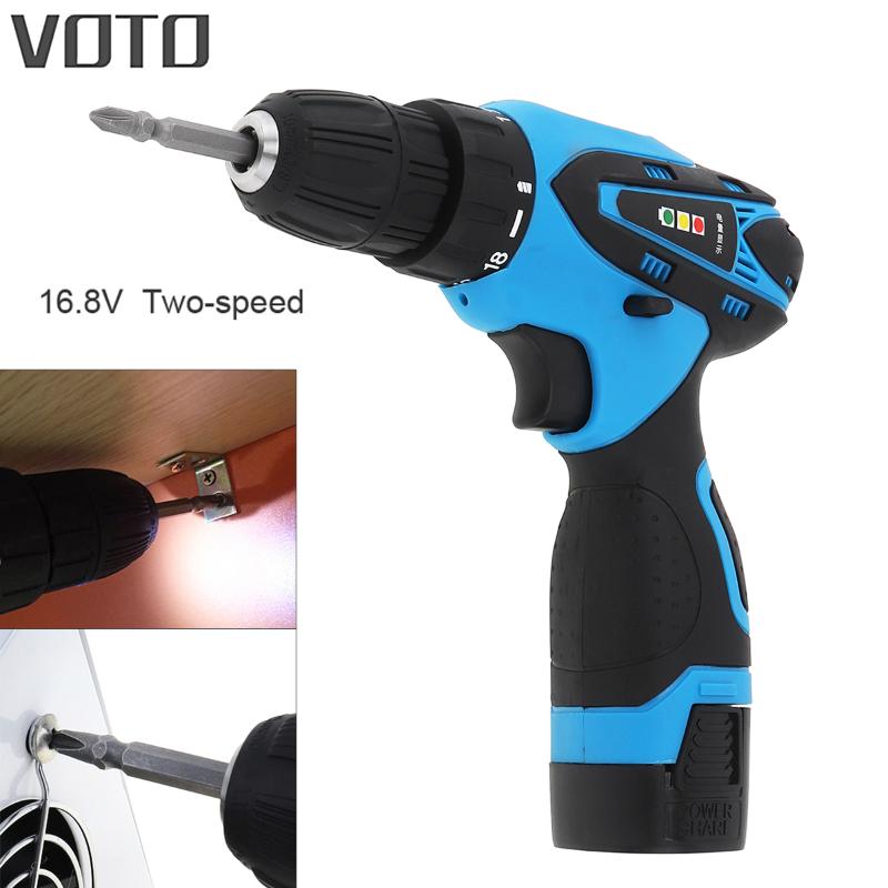 

VOTO AC 100 - 240V Cordless 16.8V Electric Screwdriver with Li-ion Battery and Two-speed Adjustment Button