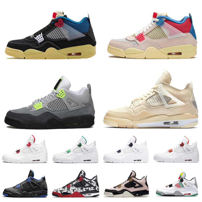 

Union Black GUAVA ICE jumpman 4 4s men basketball shoes sail cement bred neon Lemon Venom Cactus Jack mens trainers fashion sports sneakers, 36-47 mushroom