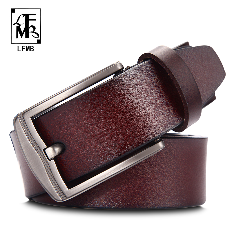 

LFMB] leather belt men male genuine leather strap designer belts men high quality genuine belt for ceinture homme, Brown