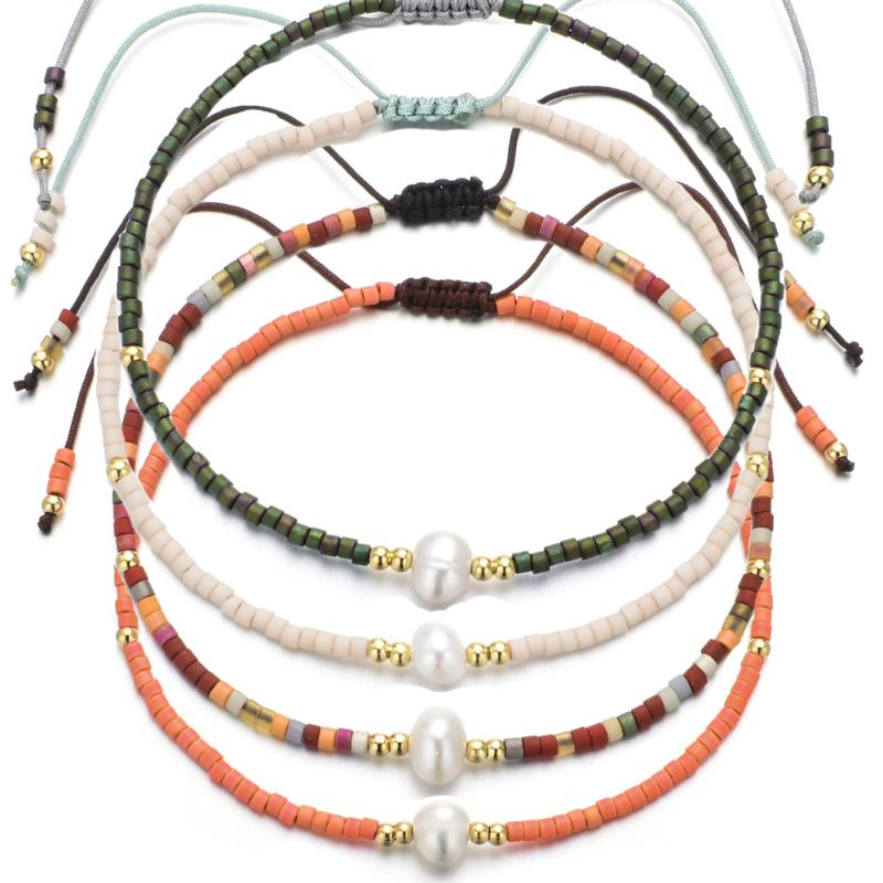 

10 Colors Miyuki Bracelet Handmade Woven Rope Chain Adjustable Delica Seed Beads Pearl Bracelet For Women Party Jewelry Gifts