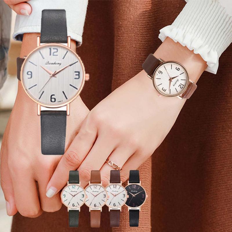 

Ladies Dress Watches Simple And Stylish Casual Multi-Color Dial Leather Strap Ladies Quartz Watch Gifts Clock Relogio Feminino, Black