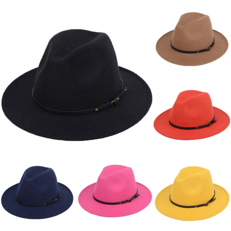 

Men Women Vintage Wide Brim Hollow Fedora Hat Ladies Fashion Party Ladies Felt Jazz Cap Panama Hat Buckle Fedora, As show