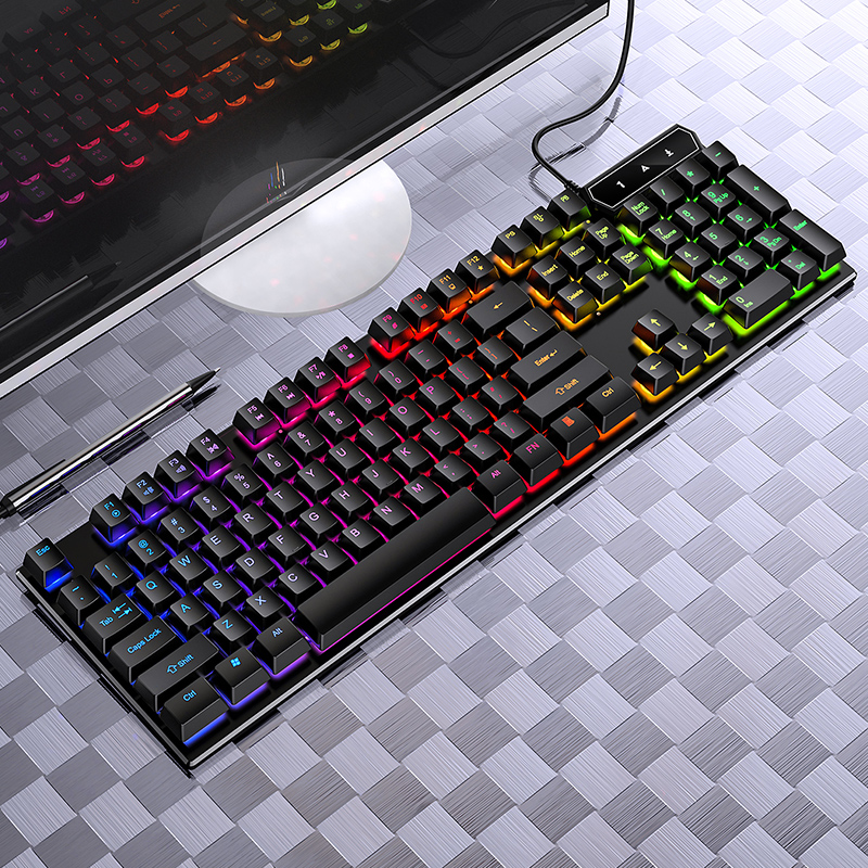 

Wired Gamer Keyboard USB Connection Mechanical Fell Keyboard Mixed RGB Backlit Gaming 104 Keycaps for Laptop Desktop