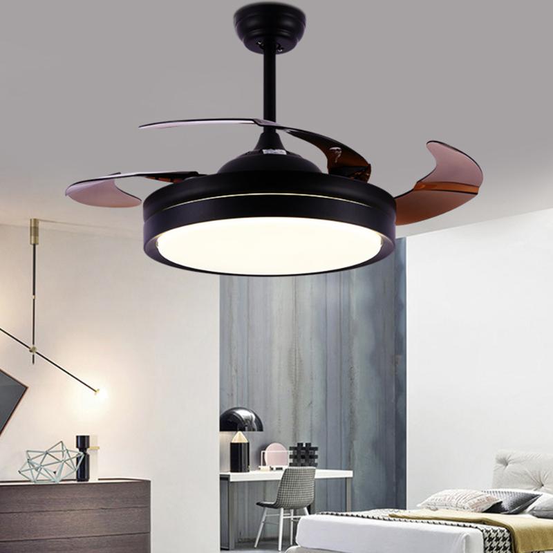

42 inch Ceiling Fan With Light Invisible smart remote control fixture for home Living Room LED dimming fans lamps