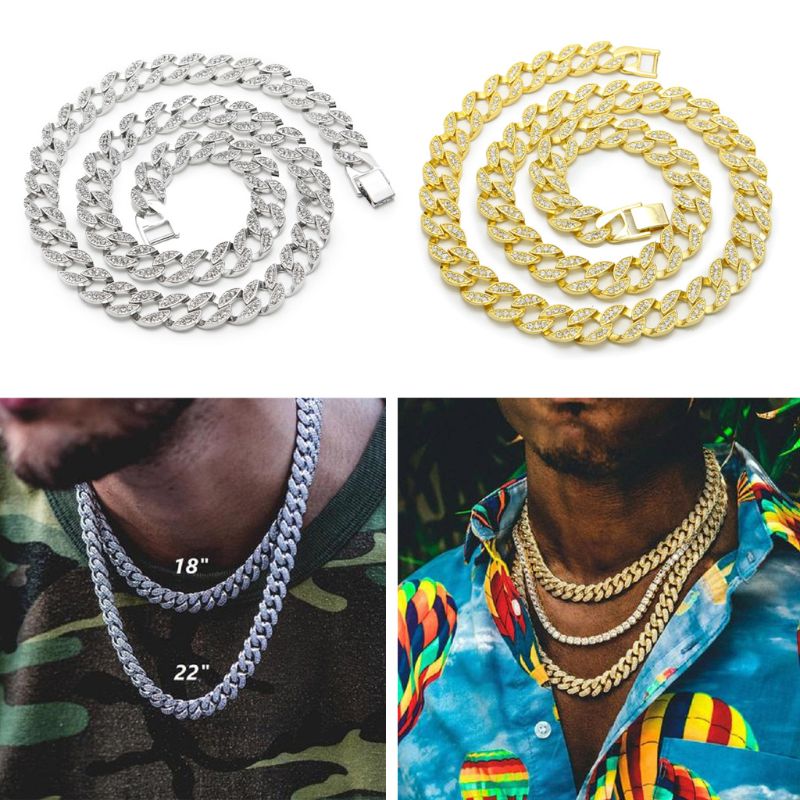 

Hip Hop Jewelry GoldPlated Iced CZ Miami Cuban Link Chain Necklace Bracelet