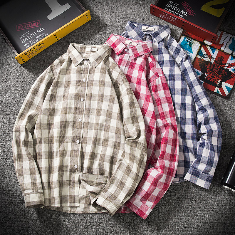 

Checker Shirt Men's Spring and Autumn Casual Wear Long-sleeved Shirt Fashion