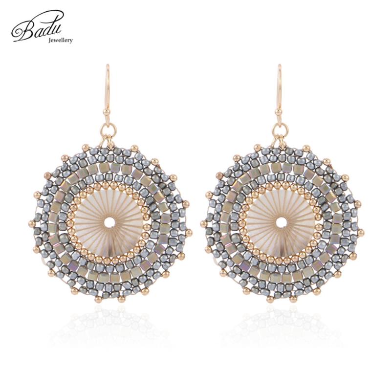 

Dangle & Chandelier Badu Big Round Crochet Earrings For Women Japanese Seed Beads Ethnic Charm Drop Earring Fashion Jewelry Gift Wholesale