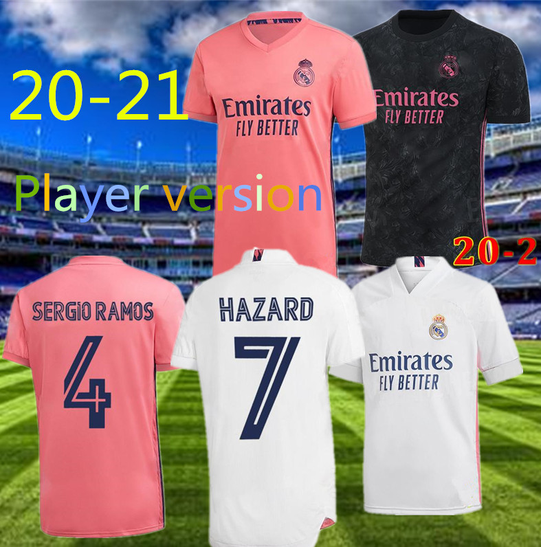 

Player version 2020 2021 REAL MADRID jerseys 20 21 soccer jersey HAZARD SERGIO RAMOS BENZEMA VINICIUS camiseta football shirt uniforms, Black;yellow