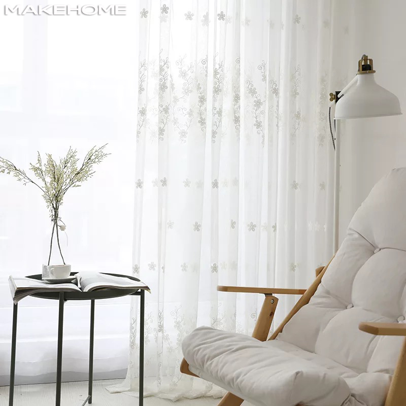 

Cute Gypsophila Tulle Curtains Blinds Voile Pastoral Style Window Decoration Curtains for Kids Bedroom Living Room