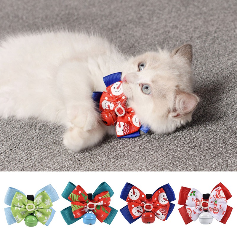 

Cat Christmas Bowknot Necktie Attaches To Pet Collar Festival Decoration Accessories Dropshipping.6