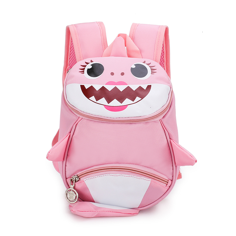 

New 2019! Cartoon shark anti-lost baby backpack, cute nylon shoulder primary school daycare bag, book bag