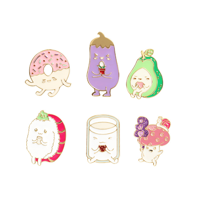 

Funny cartoon vegetables fruits brooches gifts for women enamel pin badge bag clothes shirt lapel pins metal broches jewelry