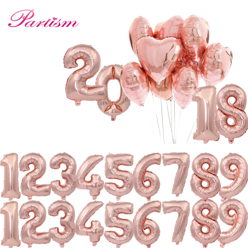 

Party Decoration 1PC Rose Gold 3 Sizes 16"/32"/40" Number Balloon Figures Foil Float Air Inflatable Balls For Birthday Wedding