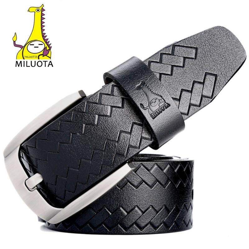 

MILUOTA] Fashion Belts for Men Cow Genuine Leather Luxury Strap Male Pin Buckle Vintage Belt Man MU061, Black