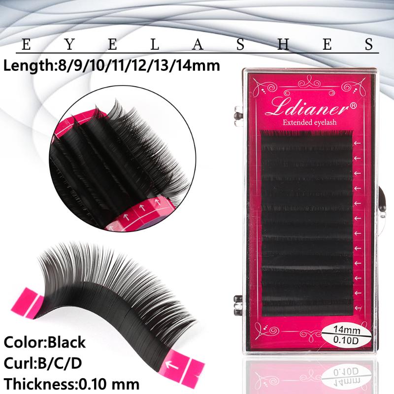 

12 Tray Faux Mink Individual Eyelash Extension Volume Lashes B/C/D Curl 0.10 mm Thickness 8-14mm Natural Long Lashes Handmade