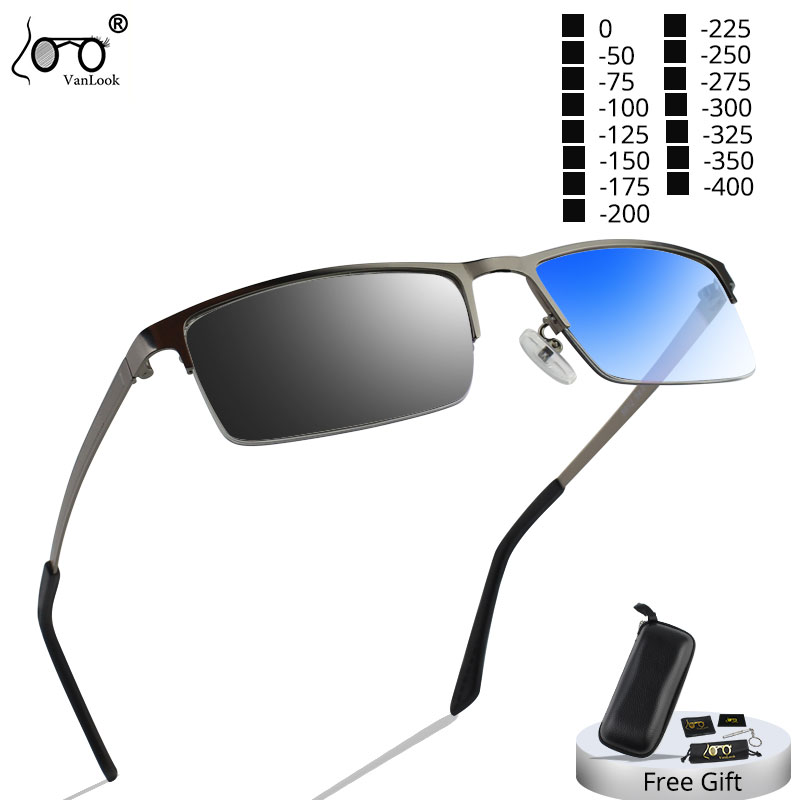 

Photochromic Myopia Glasses 1.56 Aspheric Spectacle Anti Blue Ray Glasses Men Prescription Chameleon Women UV400