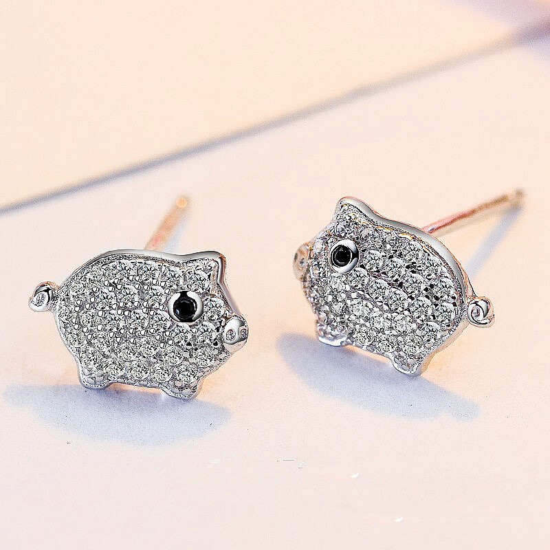 

Animal shape Pig Pattern Stud Earrings for Women Korean Style Female Earrings Zircon Jewelry KED-3183