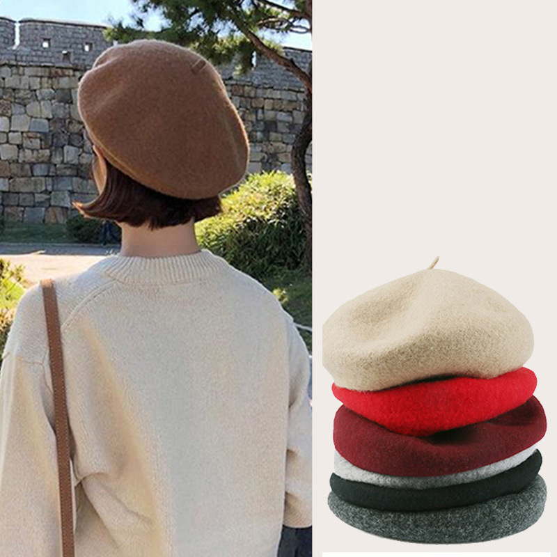 

Beret women's autumn and winter Japanese beret hat wild literary British painter hat Korean retro trend, Cap-3
