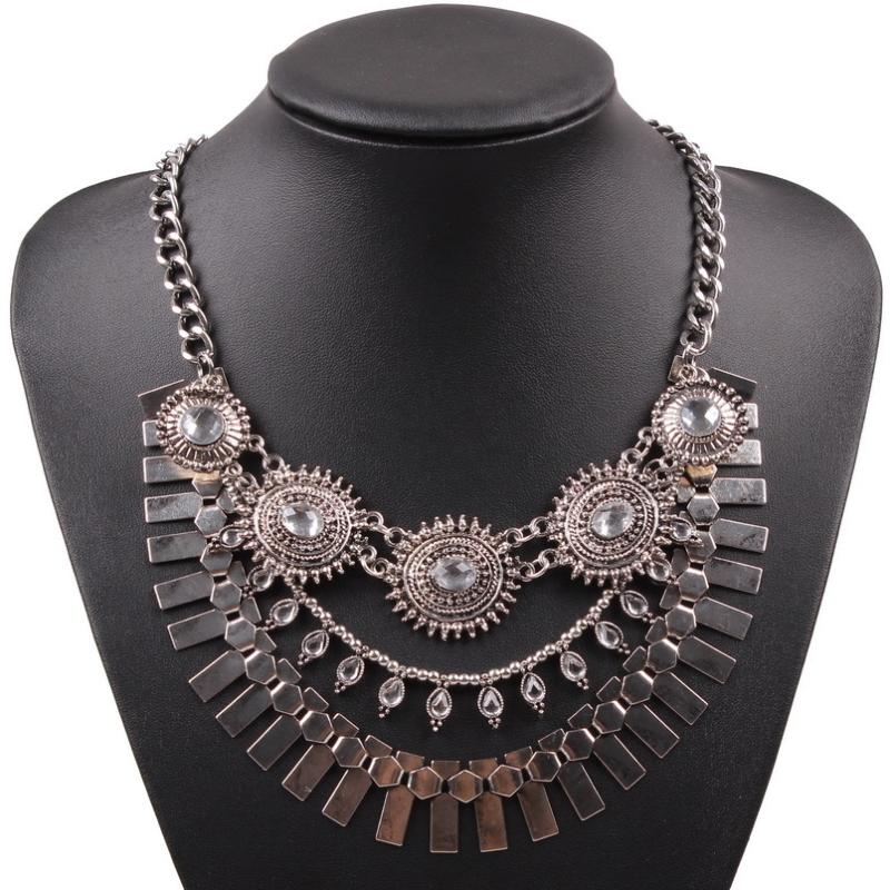 

2020 New Fashion Crystal Necklace Collar Metal Chain Chunky Statement Pendant Party Jewelry Choker Coin Necklace for Women