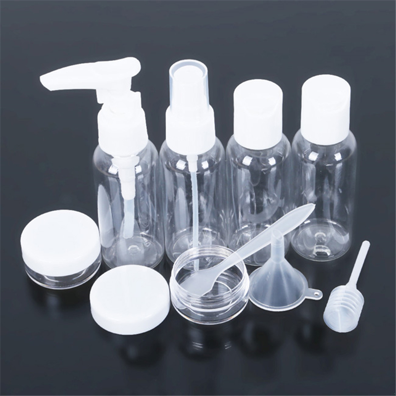 

9Pcs/Set Professional Portable Transparent Travel Bottle Cosmetic Points Bottling Six Sets Plastic Material 100% New