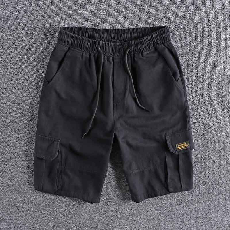 

2020 Japanese fashion brand loose drawstring overalls, shorts and Capris men' new summer youth leisure TROUSER on sale 0223, Black