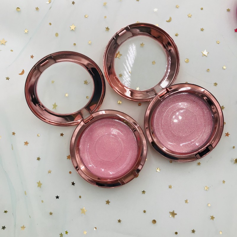 

Round lashes box with eyelashes pink ,black,rose gold box custom private label logo customization