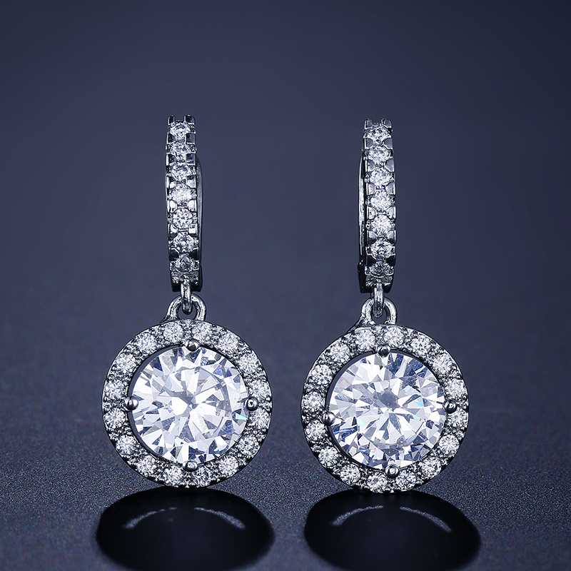 

UILZ Fashion Blue Green Oval Shape Cubic Zircon Hoop Earrings for Women Brilliant Crystal Wedding Party Accessories UE2275