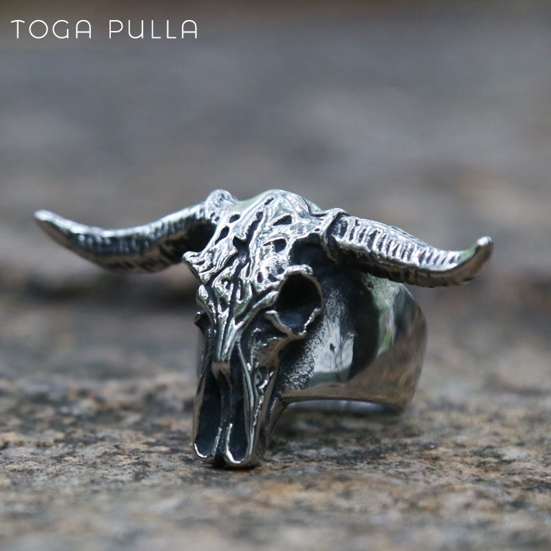 

2020 New Goat Head Skull Rings Mens Gothic Animal Rings Baphomet Demon 316L Stainless Steel Punk Rock Biker Jewelry