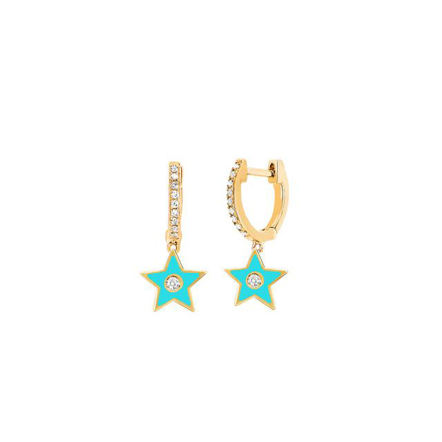 

blue red enamel Gold Color Star Design Angle Long Earrings Statement Dangle Earrings For Wedding Oorbellen pendientes orecchini